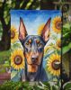 Doberman Pinscher in Sunflowers Garden Flag Mailbox Flag Decorative Yard Flag Banner Outside Patio Artwork Yard Flower Beds, Garden Size, Multicolor
