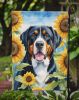 Greater Swiss Mountain Dog in Sunflowers Garden Flag Mailbox Flag Decorative Yard Flag Banner Outside Patio Artwork Yard Flower Beds, Garden Size