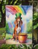 Red Redbone Coonhound St Patrick's Day Garden Flag Mailbox Flag Decorative Yard Flag Banner Outside Patio Artwork Yard Flower Beds, Garden Size