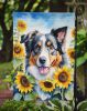 Australian Shepherd in Sunflowers Garden Flag Mailbox Flag Decorative Yard Flag Banner Outside Patio Artwork Yard Flower Beds, Garden Size, Multicolor