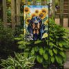 Black and Tan Coonhound in Sunflowers Garden Flag Mailbox Flag Decorative Yard Flag Banner Outside Patio Artwork Yard Flower Beds, Garden Size