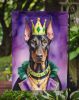 Doberman Pinscher King of Mardi Gras Garden Flag Mailbox Flag Decorative Yard Flag Banner Outside Patio Artwork Yard Flower Beds, Garden Size