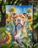 Pit Bull Terrier in Sunflowers Garden Flag Mailbox Flag Decorative Yard Flag Banner Outside Patio Artwork Yard Flower Beds, Garden Size, Multicolor