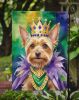 Silky Terrier King of Mardi Gras Garden Flag Mailbox Flag Decorative Yard Flag Banner Outside Patio Artwork Yard Flower Beds, Garden Size, Multicolor