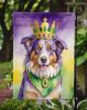 Australian Shepherd King of Mardi Gras Garden Flag Mailbox Flag Decorative Yard Flag Banner Outside Patio Artwork Yard Flower Beds, Garden Size