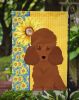 Summer Sunflowers Toy Red Poodle Garden Flag Mailbox Flag Decorative Yard Flag Banner Outside Patio Artwork Yard Flower Beds, Garden Size, Multicolor