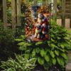 Old English Sheepdog and Santa Claus Garden Flag Mailbox Flag Decorative Yard Flag Banner Outside Patio Artwork Yard Flower Beds, Garden Size