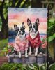 Boston Terrier Two Hearts Garden Flag Mailbox Flag Decorative Yard Flag Banner Outside Patio Artwork Yard Flower Beds, Garden Size, Multicolor
