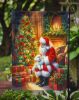 Maltese and Santa Claus Garden Flag Mailbox Flag Decorative Yard Flag Banner Outside Patio Artwork Yard Flower Beds, Garden Size, Multicolor