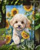 Maltipoo in Sunflowers Garden Flag Mailbox Flag Decorative Yard Flag Banner Outside Patio Artwork Yard Flower Beds, Garden Size, Multicolor