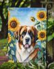 Saint Bernard in Sunflowers Garden Flag Mailbox Flag Decorative Yard Flag Banner Outside Patio Artwork Yard Flower Beds, Garden Size, Multicolor