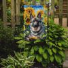 Norwegian Elkhound in Sunflowers Garden Flag Mailbox Flag Decorative Yard Flag Banner Outside Patio Artwork Yard Flower Beds, Garden Size, Multicolor