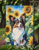 Papillon in Sunflowers Garden Flag Mailbox Flag Decorative Yard Flag Banner Outside Patio Artwork Yard Flower Beds, Garden Size, Multicolor