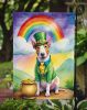 English Bull Terrier St Patrick's Day Garden Flag Mailbox Flag Decorative Yard Flag Banner Outside Patio Artwork Yard Flower Beds, Garden Size