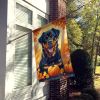 Rottweiler Fall House Flag Large Porch Sleeve Pole Decorative Outside Yard Banner Artwork Wall Hanging, Polyester, House Size, Multicolor