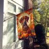 Rhodesian Ridgeback Fall House Flag Large Porch Sleeve Pole Decorative Outside Yard Banner Artwork Wall Hanging, Polyester, House Size, Multicolor