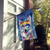 American Eskimo Hippie Dawg House Flag Large Porch Sleeve Pole Decorative Outside Yard Banner Artwork Wall Hanging, Polyester, House Size, Multicolor