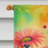 Gerbera Daisies in Color House Flag Large Porch Sleeve Pole Decorative Outside Yard Banner Artwork Wall Hanging, Polyester, House Size, Multicolor