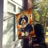 Havanese Fall House Flag Large Porch Sleeve Pole Decorative Outside Yard Banner Artwork Wall Hanging, Polyester, House Size, Multicolor