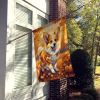 Corgi Fall House Flag Large Porch Sleeve Pole Decorative Outside Yard Banner Artwork Wall Hanging, Polyester, House Size, Multicolor