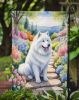 Samoyed Spring Path Garden Flag Mailbox Flag Decorative Yard Flag Banner Outside Patio Artwork Yard Flower Beds, Garden Size, Multicolor