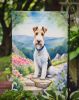 Fox Terrier Spring Path Garden Flag Mailbox Flag Decorative Yard Flag Banner Outside Patio Artwork Yard Flower Beds, Garden Size, Multicolor