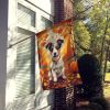 Jack Russell Terrier Fall House Flag Large Porch Sleeve Pole Decorative Outside Yard Banner Artwork Wall Hanging, Polyester, House Size, Multicolor