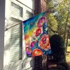 Peonies in Color House Flag Large Porch Sleeve Pole Decorative Outside Yard Banner Artwork Wall Hanging, Polyester, House Size, Multicolor