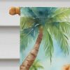 Golden Retriever Luau House Flag Large Porch Sleeve Pole Decorative Outside Yard Banner Artwork Wall Hanging, Polyester, House Size, Multicolor