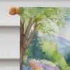 Bernese Mountain Dog Spring Path House Flag Large Porch Sleeve Pole Decorative Outside Yard Banner Artwork Wall Hanging, Polyester, House Size