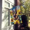 German Shepherd in Sunflowers House Flag Large Porch Sleeve Pole Decorative Outside Yard Banner Artwork Wall Hanging, Polyester, House Size
