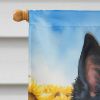 Belgian Sheepdog in Sunflowers House Flag Large Porch Sleeve Pole Decorative Outside Yard Banner Artwork Wall Hanging, Polyester, House Size