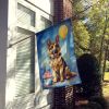 German Shepherd Happy Birthday House Flag Large Porch Sleeve Pole Decorative Outside Yard Banner Artwork Wall Hanging, Polyester, House Size