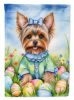 Yorkshire Terrier Easter Egg Hunt House Flag Large Porch Sleeve Pole Decorative Outside Yard Banner Artwork Wall Hanging, Polyester, House Size