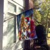Australian Shepherd and Santa Claus House Flag Large Porch Sleeve Pole Decorative Outside Yard Banner Artwork Wall Hanging, Polyester, House Size