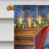 Tibetan Spaniel and Santa Claus House Flag Large Porch Sleeve Pole Decorative Outside Yard Banner Artwork Wall Hanging, Polyester, House Size