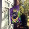 Black Pug King of Mardi Gras House Flag Large Porch Sleeve Pole Decorative Outside Yard Banner Artwork Wall Hanging, Polyester, House Size, Multicolor