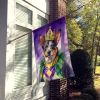 Australian Cattle Dog King of Mardi Gras House Flag Large Porch Sleeve Pole Decorative Outside Yard Banner Artwork Wall Hanging, Polyester, House Size