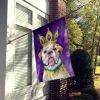 American Bulldog King of Mardi Gras House Flag Large Porch Sleeve Pole Decorative Outside Yard Banner Artwork Wall Hanging, Polyester, House Size