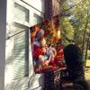 Jack Russell Terrier and Santa Claus House Flag Large Porch Sleeve Pole Decorative Outside Yard Banner Artwork Wall Hanging, Polyester, House Size