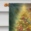 Airedale Terrier and Santa Claus House Flag Large Porch Sleeve Pole Decorative Outside Yard Banner Artwork Wall Hanging, Polyester, House Size