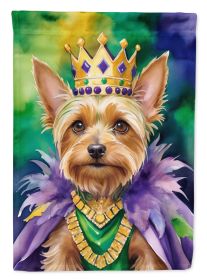 Silky Terrier King of Mardi Gras House Flag Large Porch Sleeve Pole Decorative Outside Yard Banner Artwork Wall Hanging, Polyester, House Size