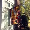 Golden Retriever and Santa Claus House Flag Large Porch Sleeve Pole Decorative Outside Yard Banner Artwork Wall Hanging, Polyester, House Size