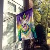 English Bull Terrier King of Mardi Gras House Flag Large Porch Sleeve Pole Decorative Outside Yard Banner Artwork Wall Hanging, Polyester, House Size
