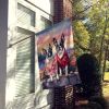 Boston Terrier Two Hearts House Flag Large Porch Sleeve Pole Decorative Outside Yard Banner Artwork Wall Hanging, Polyester, House Size, Multicolor