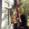 Greyhound and Santa Claus House Flag Large Porch Sleeve Pole Decorative Outside Yard Banner Artwork Wall Hanging, Polyester, House Size, Multicolor