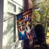All American Collie House Flag Large Porch Sleeve Pole Decorative Outside Yard Banner Artwork Wall Hanging, Polyester, House Size, Multicolor
