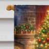 Rhodesian Ridgeback and Santa Claus House Flag Large Porch Sleeve Pole Decorative Outside Yard Banner Artwork Wall Hanging, Polyester, House Size