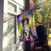 Bernese Mountain Dog King of Mardi Gras House Flag Large Porch Sleeve Pole Decorative Outside Yard Banner Artwork Wall Hanging, Polyester, House Size
