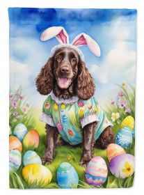 American Water Spaniel Easter Egg Hunt House Flag Large Porch Sleeve Pole Decorative Outside Yard Banner Artwork Wall Hanging, Polyester, House Size